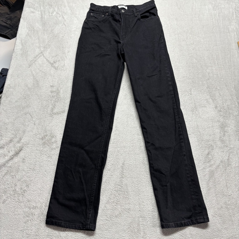 Abercrombie Fitch Ankle Straight Ultra High Rise Jeans Womens 28/6L Black